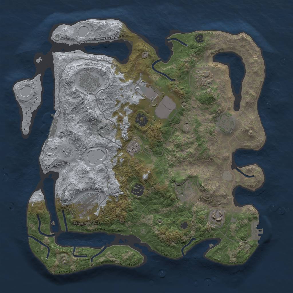 Rust Map: Procedural Map, Size: 3500, Seed: 4366398, 18 Monuments