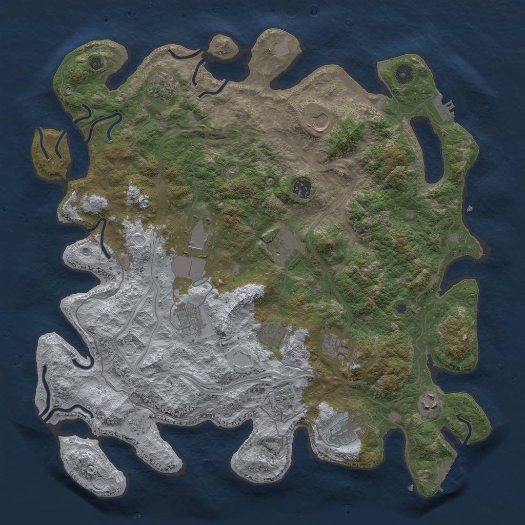 Rust Map: Procedural Map, Size: 4250, Seed: 390602981, 20 Monuments