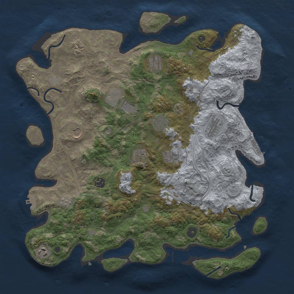 Rust Map: Procedural Map, Size: 4250, Seed: 767791384, 18 Monuments