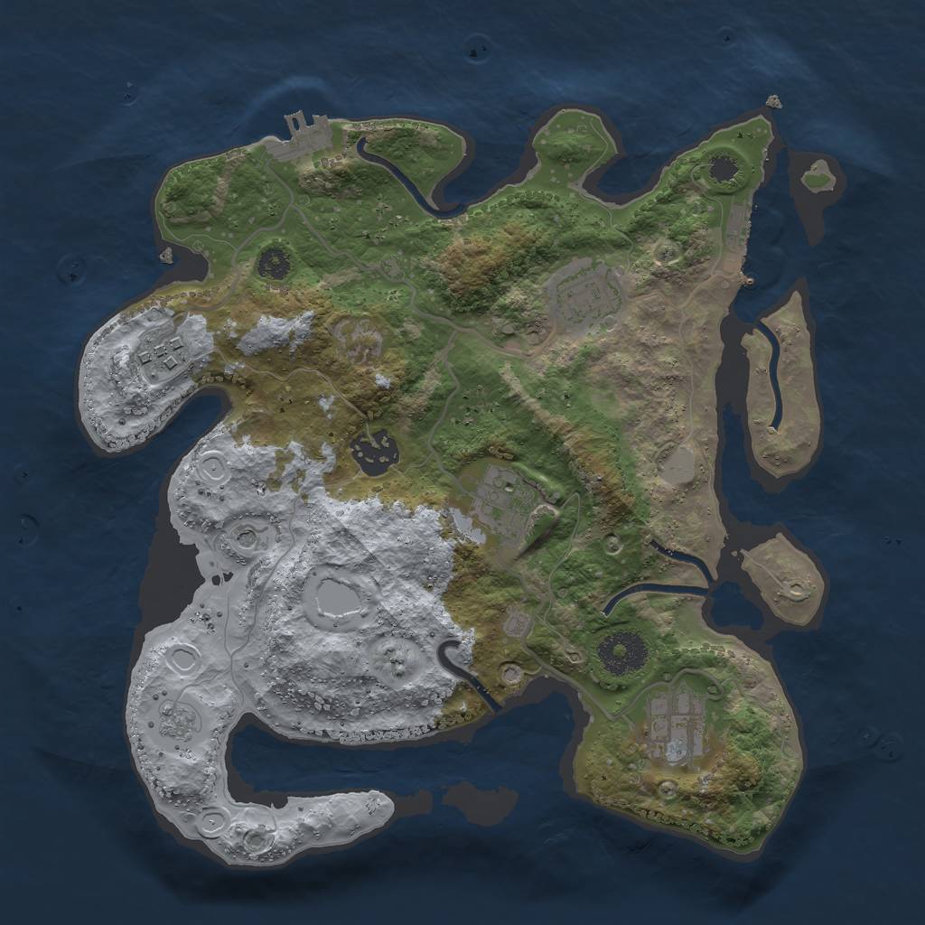 Rust Map: Procedural Map, Size: 3000, Seed: 797777, 14 Monuments