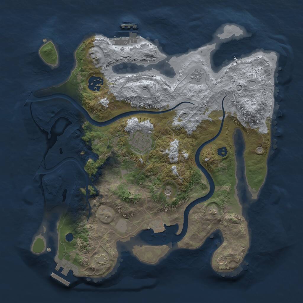 Rust Map: Procedural Map, Size: 3000, Seed: 36102504, 8 Monuments