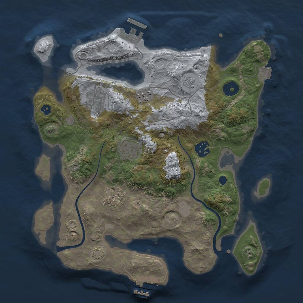 Rust Map: Procedural Map, Size: 3000, Seed: 31190, 10 Monuments