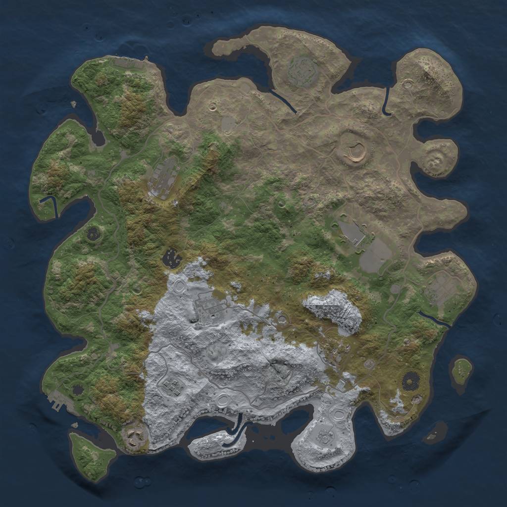 Rust Map: Procedural Map, Size: 4000, Seed: 1265176182, 19 Monuments