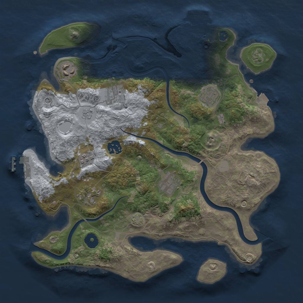 Rust Map: Procedural Map, Size: 3250, Seed: 1015816405, 13 Monuments