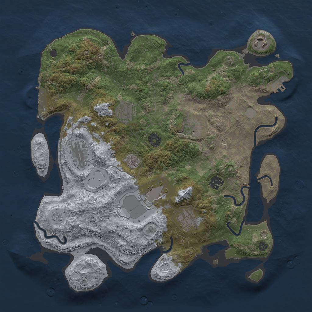 Rust Map: Procedural Map, Size: 3500, Seed: 5746810, 17 Monuments