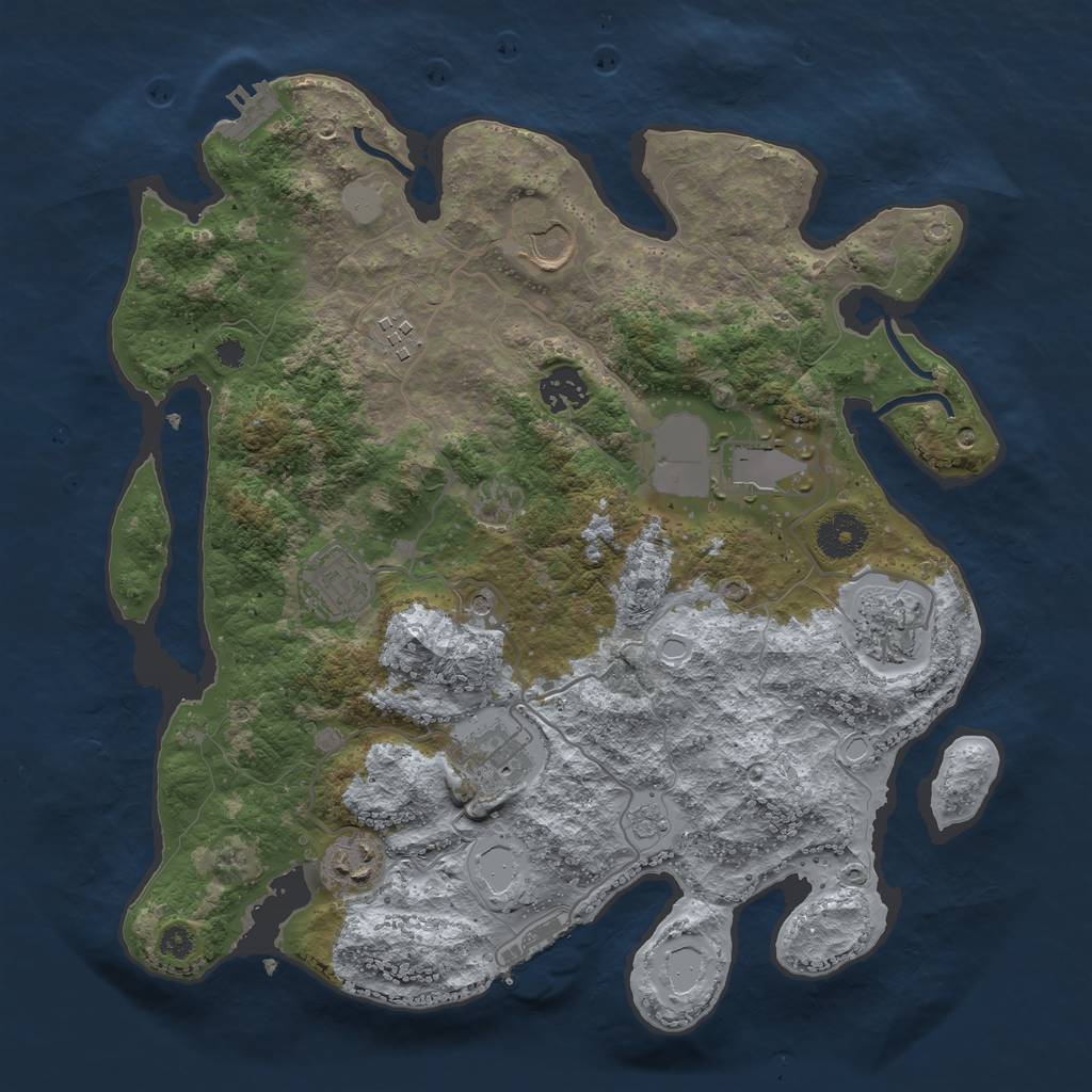 Rust Map: Procedural Map, Size: 3500, Seed: 58514232, 15 Monuments