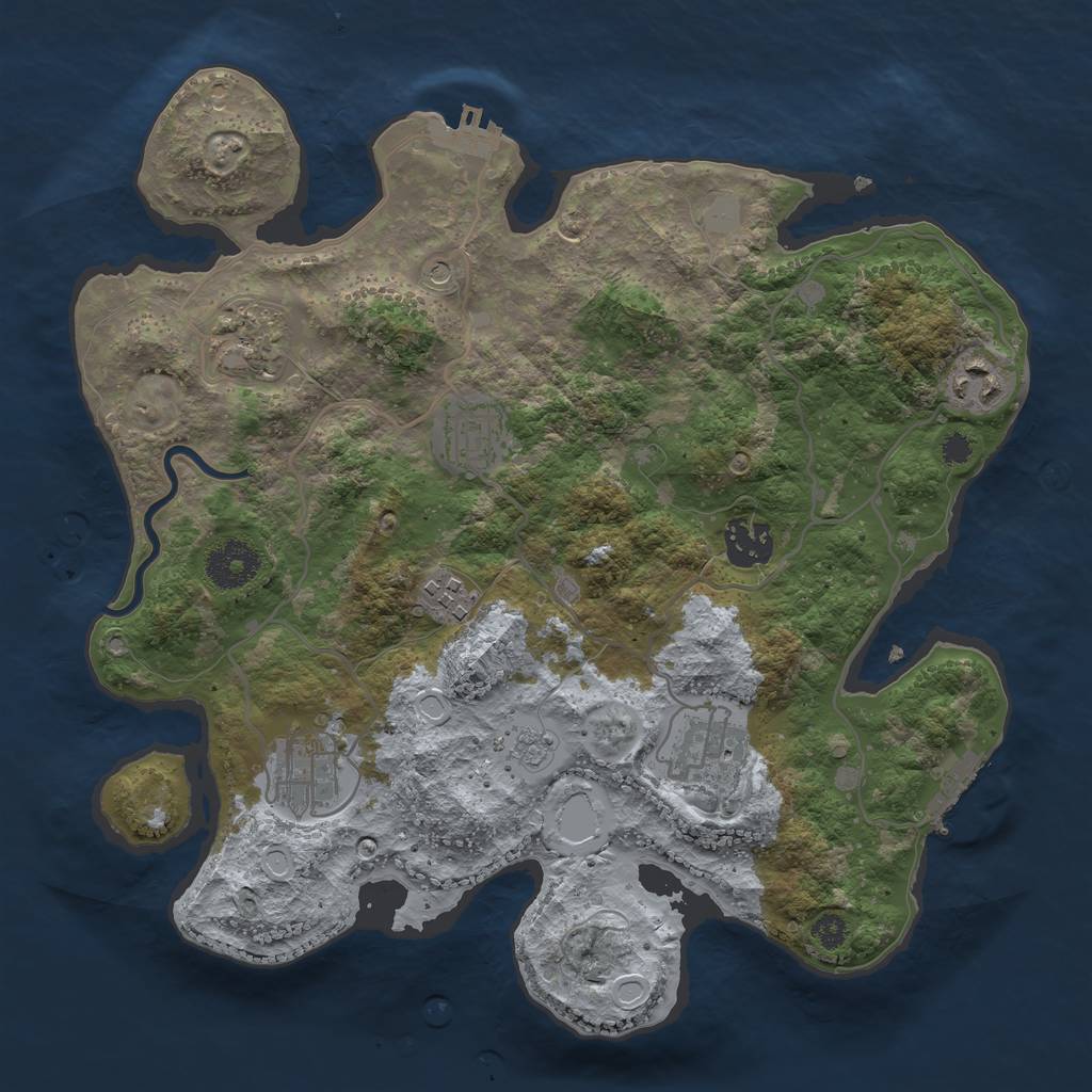 Rust Map: Procedural Map, Size: 3250, Seed: 1057949248, 14 Monuments