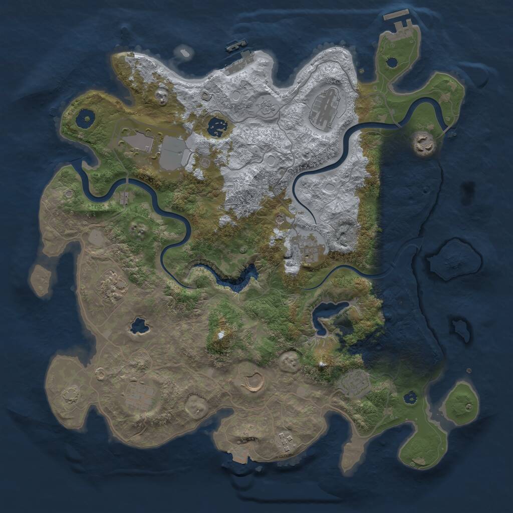 Rust Map: Procedural Map, Size: 4000, Seed: 1151896888, 16 Monuments