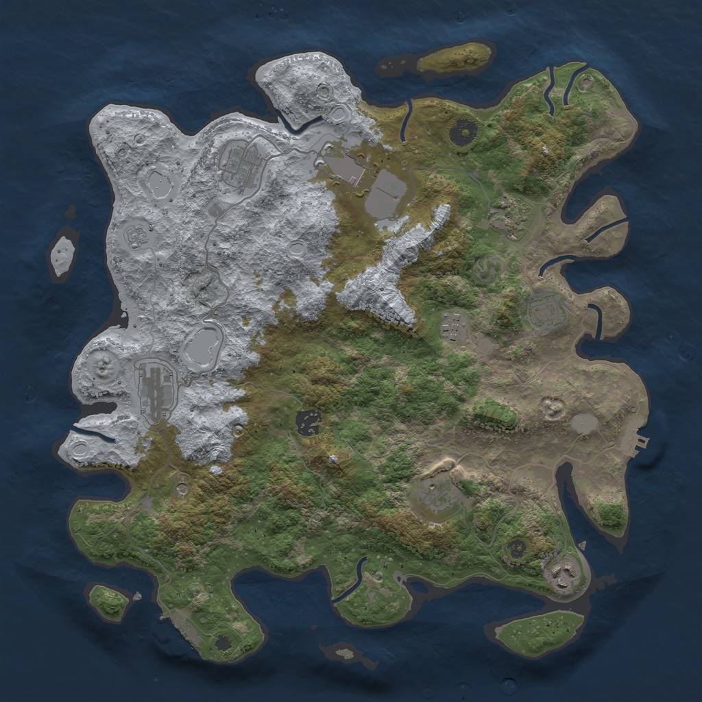 Rust Map: Procedural Map, Size: 3900, Seed: 56783452, 18 Monuments