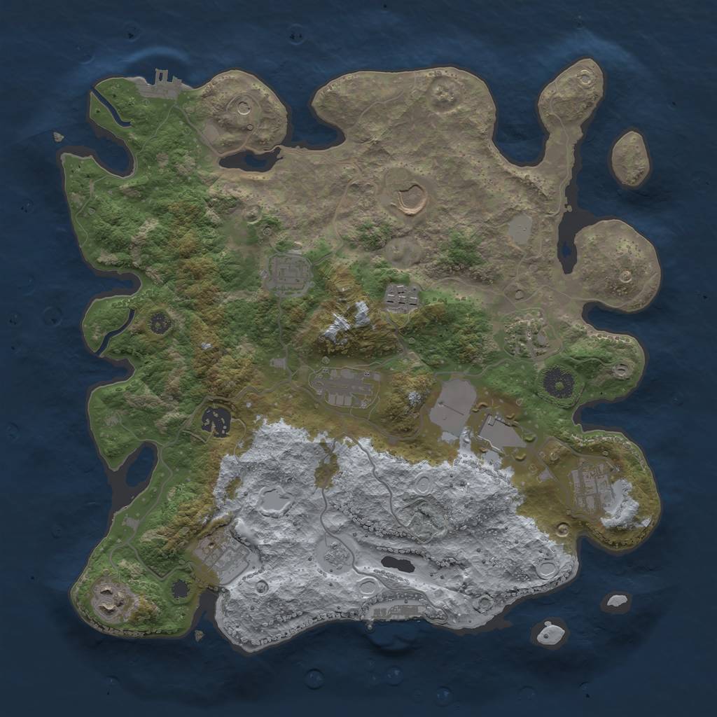 Rust Map: Procedural Map, Size: 3500, Seed: 2133157982, 19 Monuments