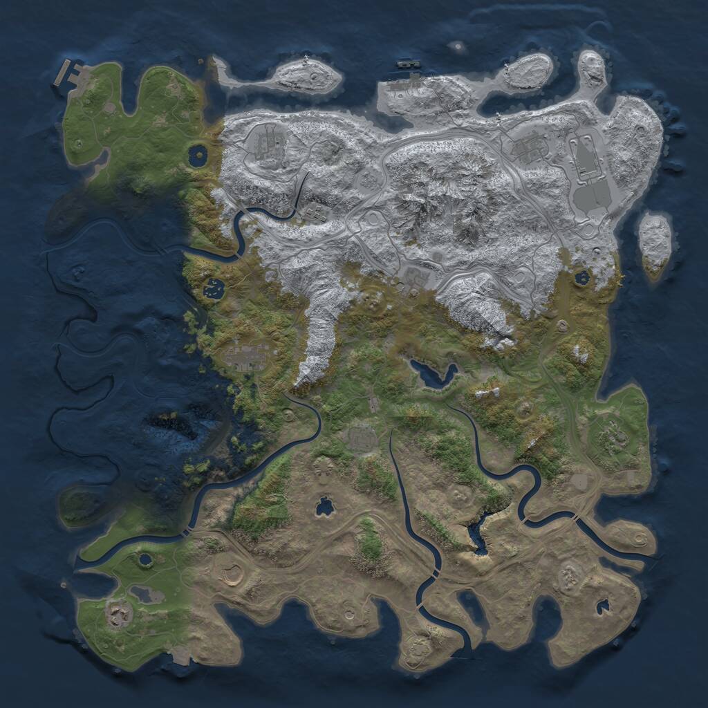 Rust Map: Procedural Map, Size: 5000, Seed: 48318, 17 Monuments