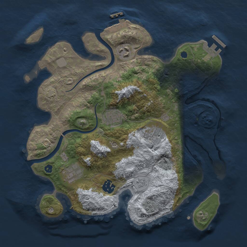 Rust Map: Procedural Map, Size: 3000, Seed: 48154, 12 Monuments