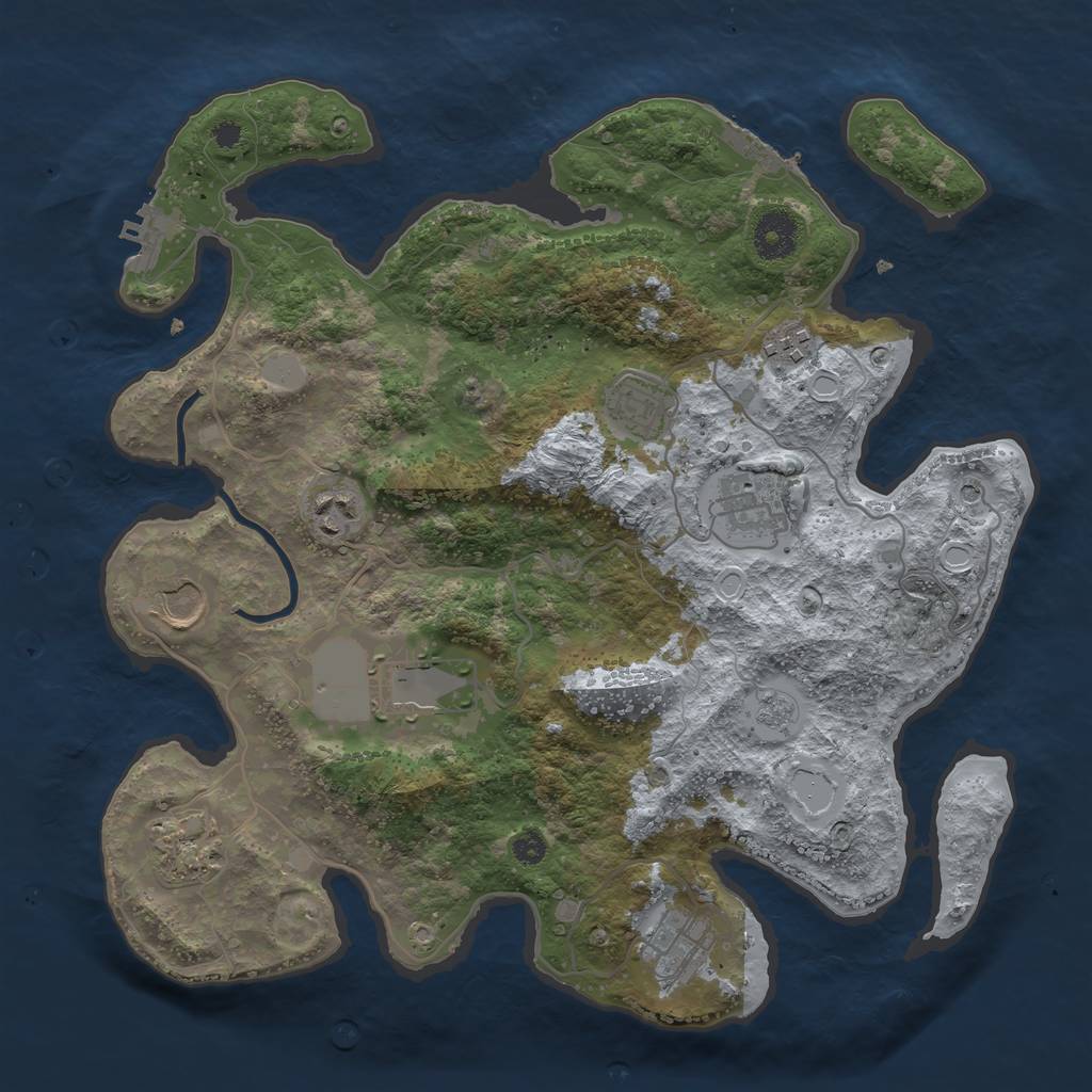 Rust Map: Procedural Map, Size: 3500, Seed: 550250244, 15 Monuments