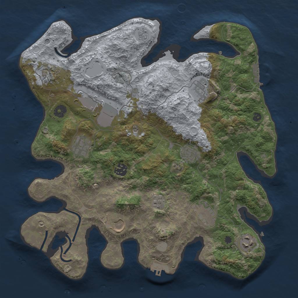 Rust Map: Procedural Map, Size: 3500, Seed: 1461330835, 19 Monuments