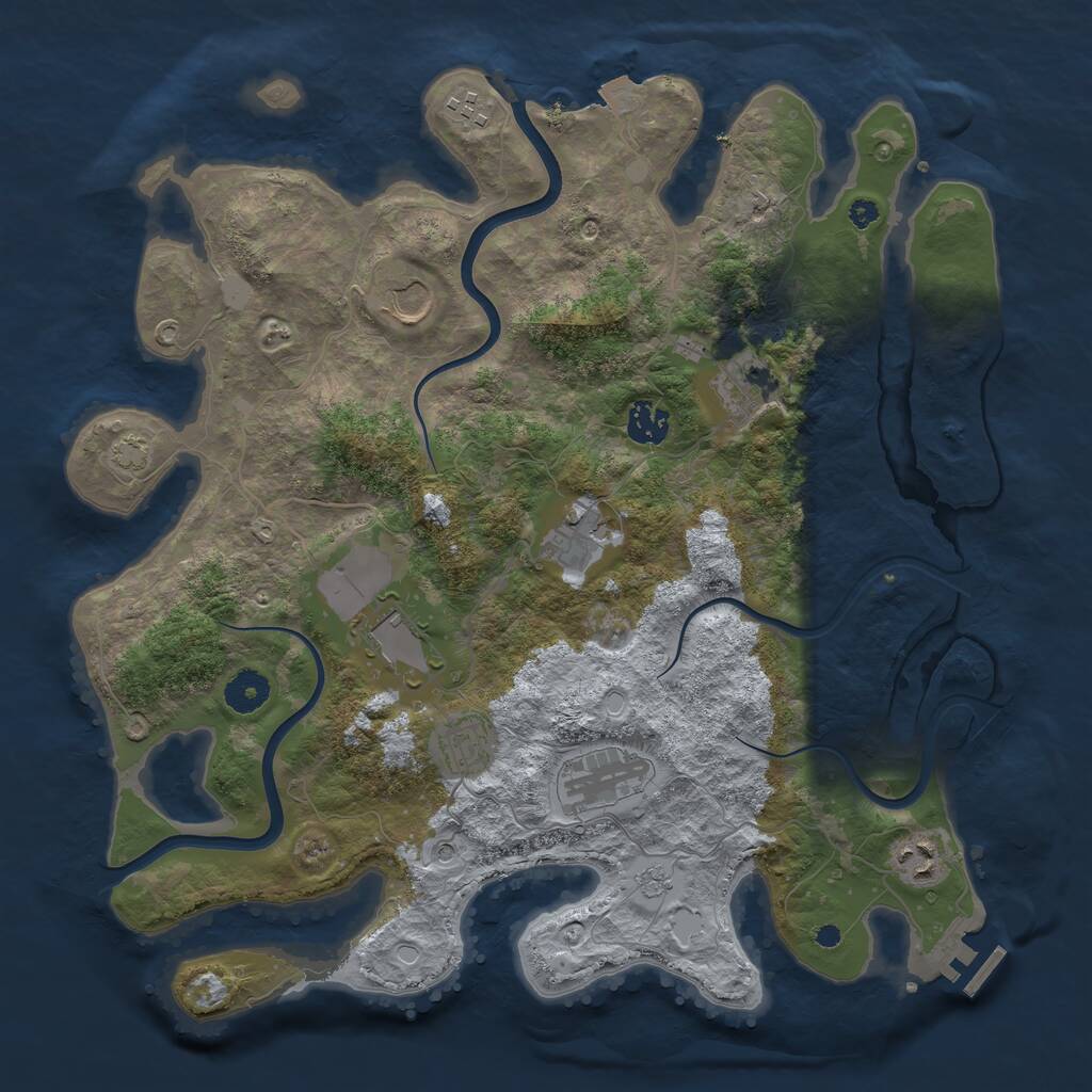 Rust Map: Procedural Map, Size: 3800, Seed: 1263609298, 14 Monuments