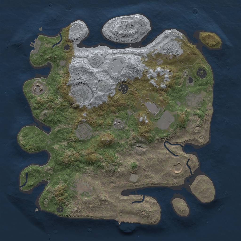 Rust Map: Procedural Map, Size: 3500, Seed: 61752467, 17 Monuments