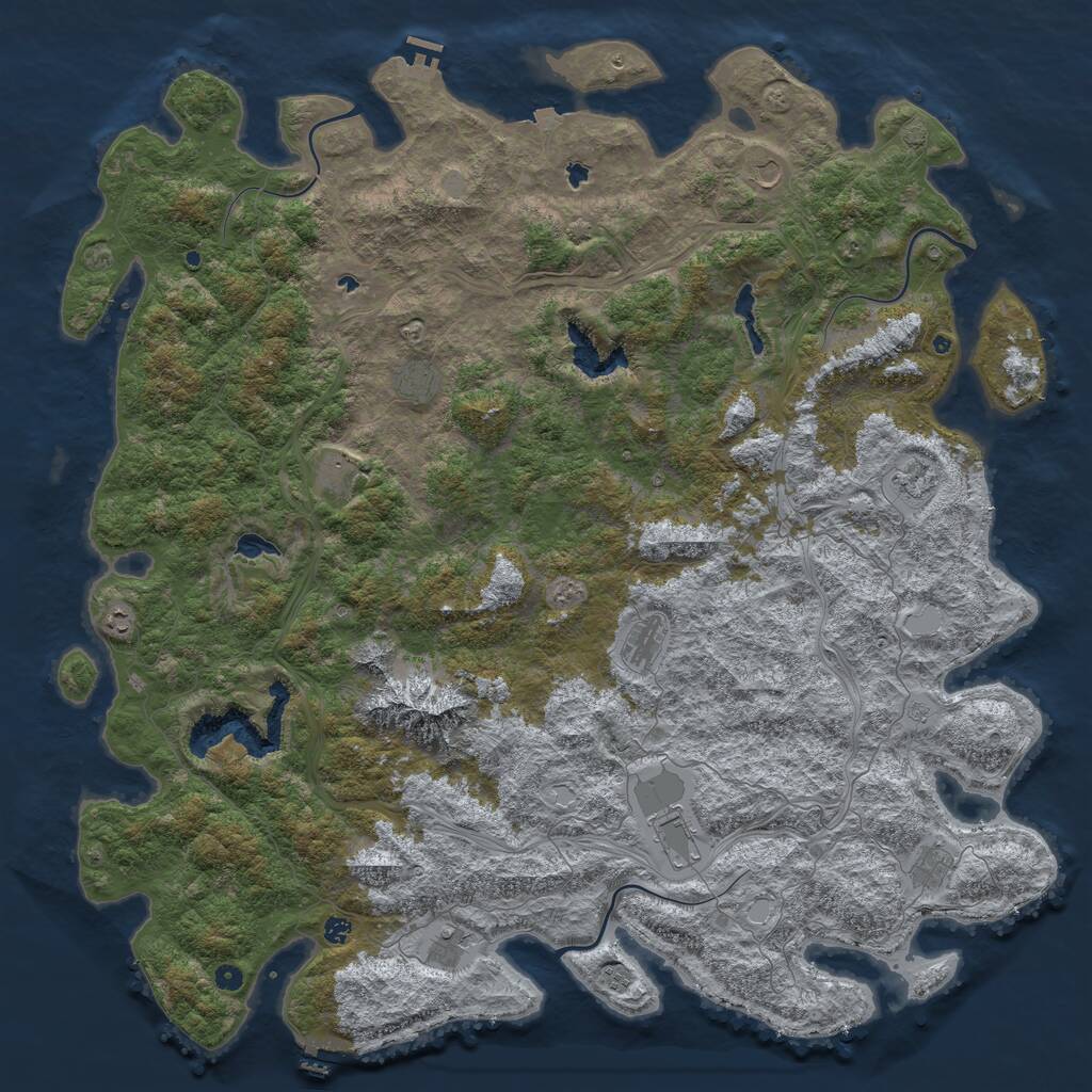 Rust Map: Procedural Map, Size: 6000, Seed: 1414876525, 17 Monuments