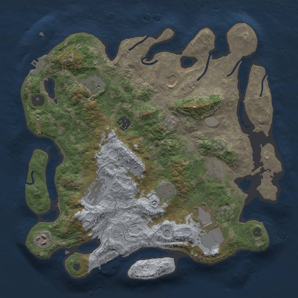 Rust Map: Procedural Map, Size: 3500, Seed: 1489835557, 18 Monuments