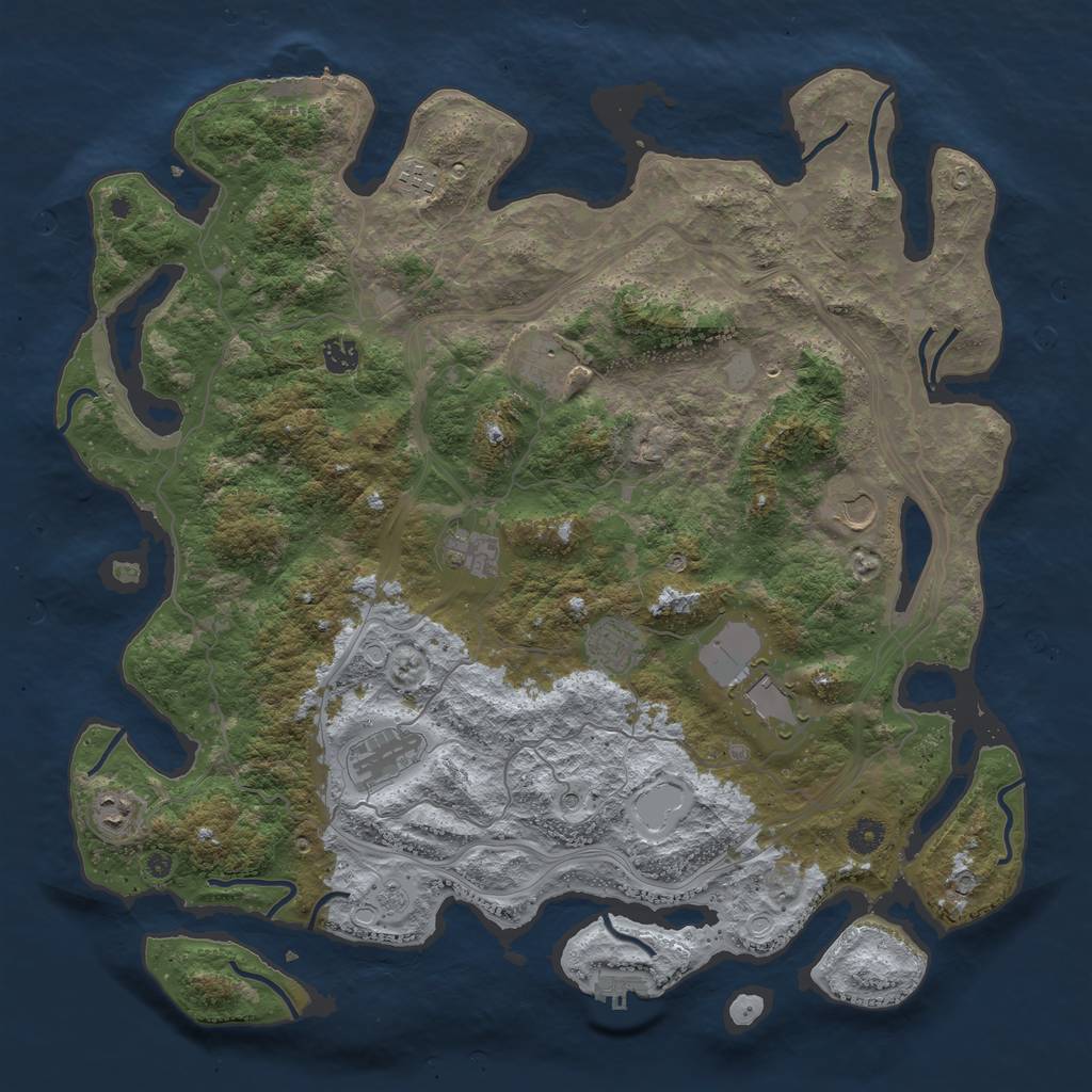 Rust Map: Procedural Map, Size: 4500, Seed: 1196857162, 18 Monuments