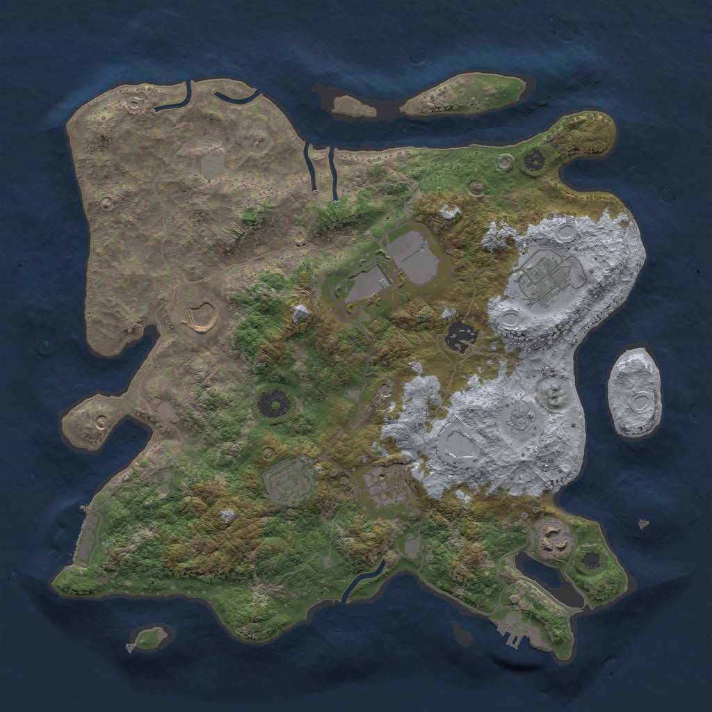 Rust Map: Procedural Map, Size: 3500, Seed: 831660282, 14 Monuments