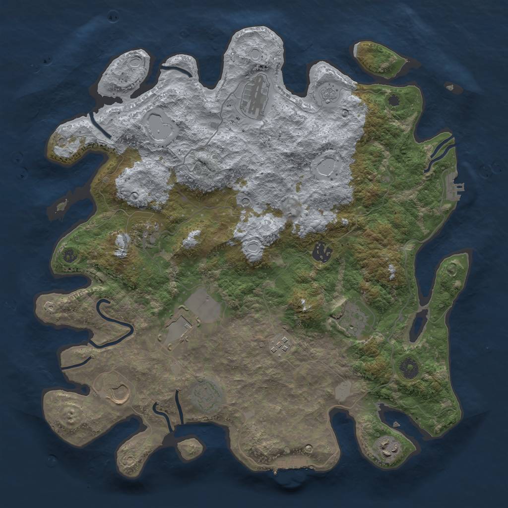 Rust Map: Procedural Map, Size: 3850, Seed: 9306231, 16 Monuments