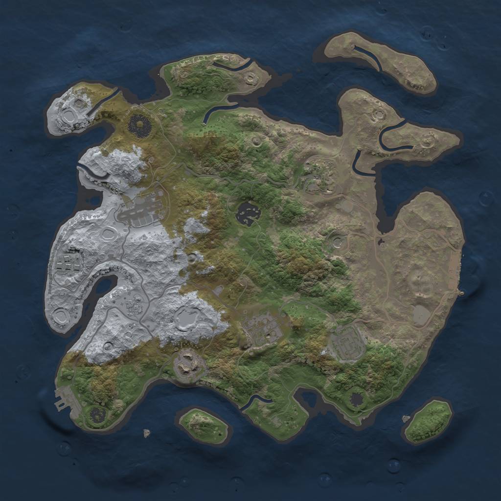 Rust Map: Procedural Map, Size: 3200, Seed: 4309, 16 Monuments