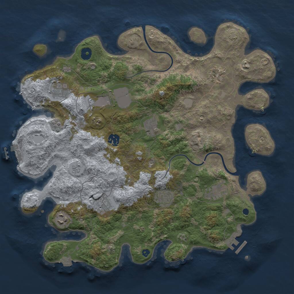 Rust Map: Procedural Map, Size: 3750, Seed: 2085348858, 16 Monuments