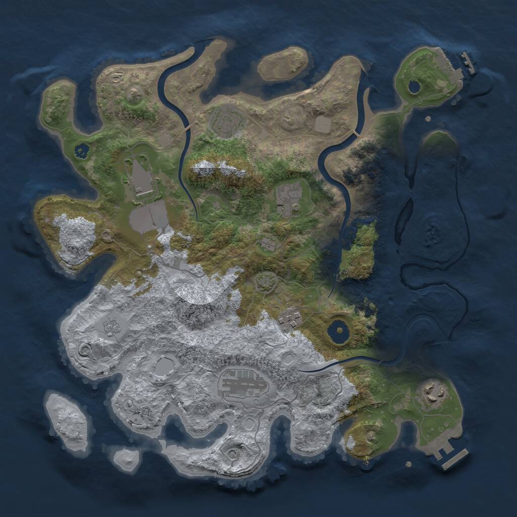 Rust Map: Procedural Map, Size: 3500, Seed: 1893297167, 12 Monuments