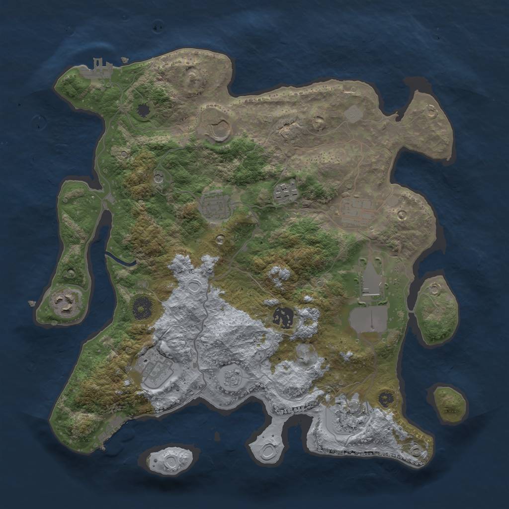 Rust Map: Procedural Map, Size: 3500, Seed: 106659, 18 Monuments