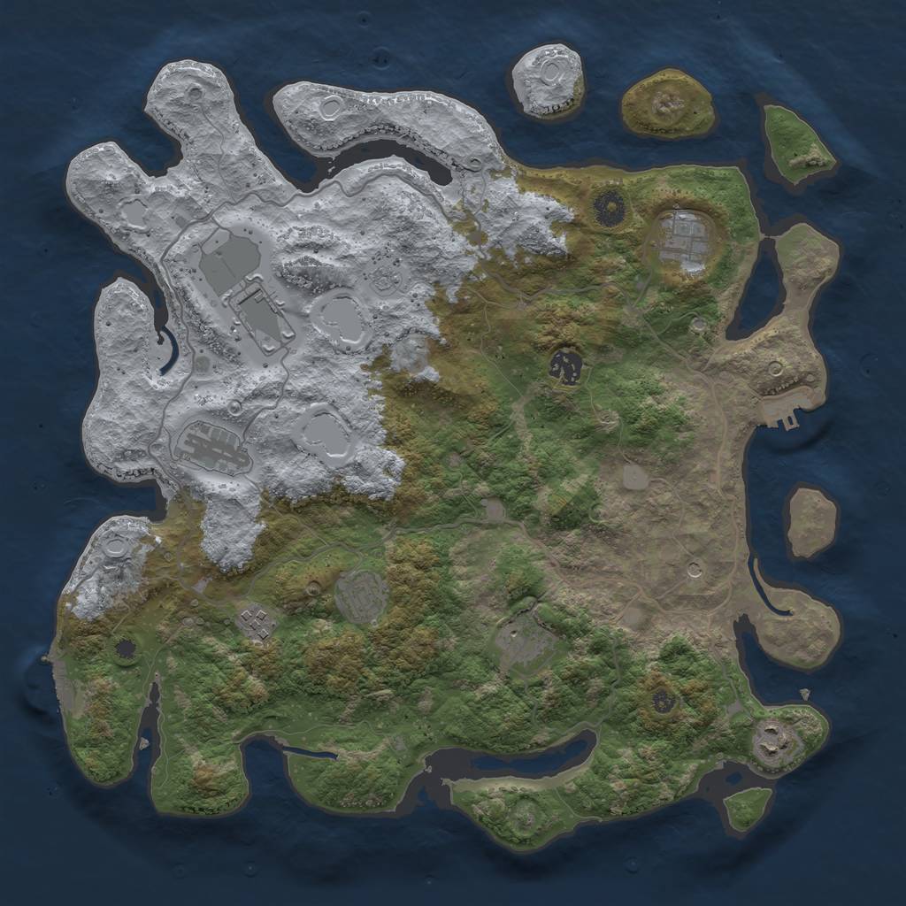 Rust Map: Procedural Map, Size: 4000, Seed: 222241987, 17 Monuments