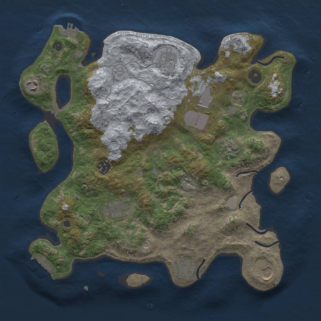 Rust Map: Procedural Map, Size: 3600, Seed: 479421, 18 Monuments