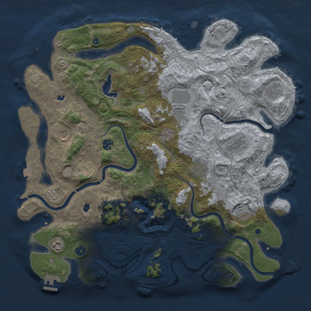 Rust Map: Procedural Map, Size: 4500, Seed: 42342, 17 Monuments