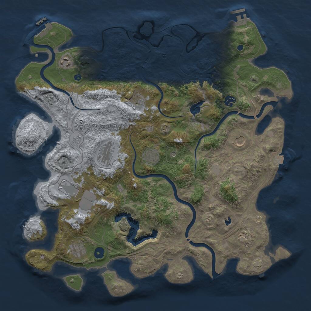 Rust Map: Procedural Map, Size: 4250, Seed: 1234567001, 16 Monuments