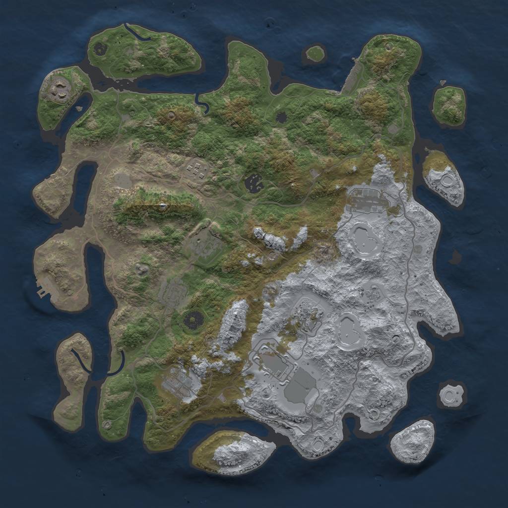 Rust Map: Procedural Map, Size: 4000, Seed: 351, 16 Monuments