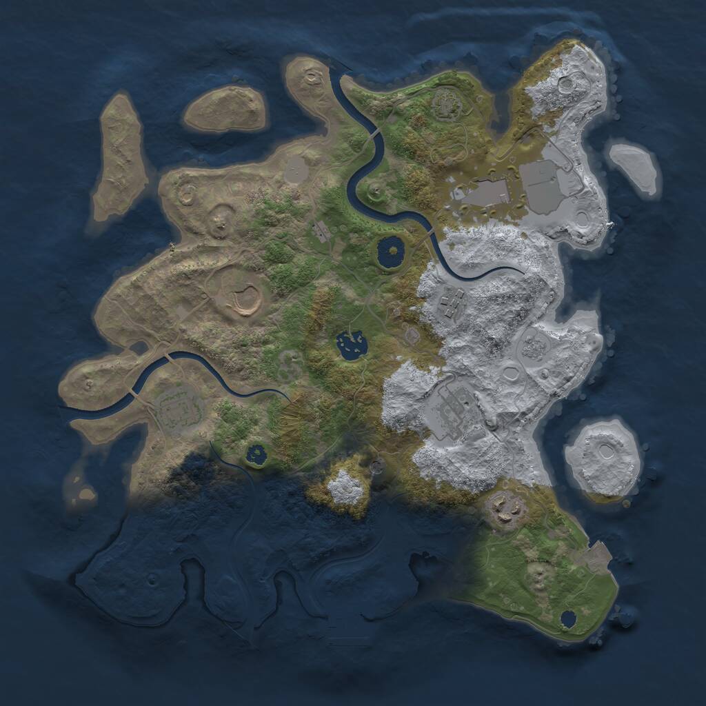 Rust Map: Procedural Map, Size: 3500, Seed: 1115431895, 12 Monuments