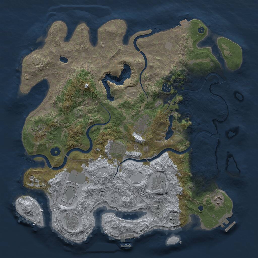 Rust Map: Procedural Map, Size: 4000, Seed: 1391500879, 15 Monuments
