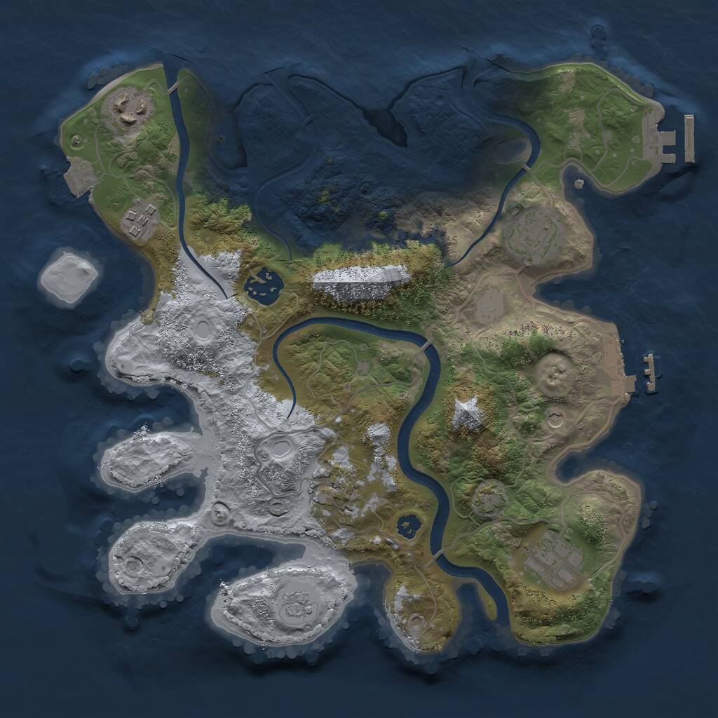 Rust Map: Procedural Map, Size: 3000, Seed: 9247368, 12 Monuments