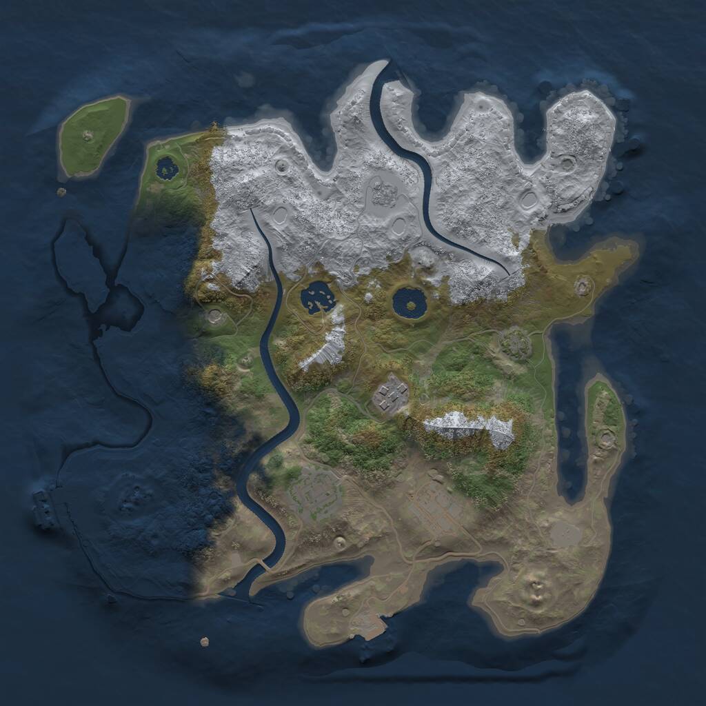 Rust Map: Procedural Map, Size: 3200, Seed: 584916412, 9 Monuments
