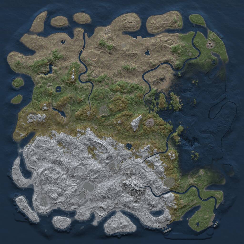 Rust Map: Procedural Map, Size: 6000, Seed: 2672, 17 Monuments