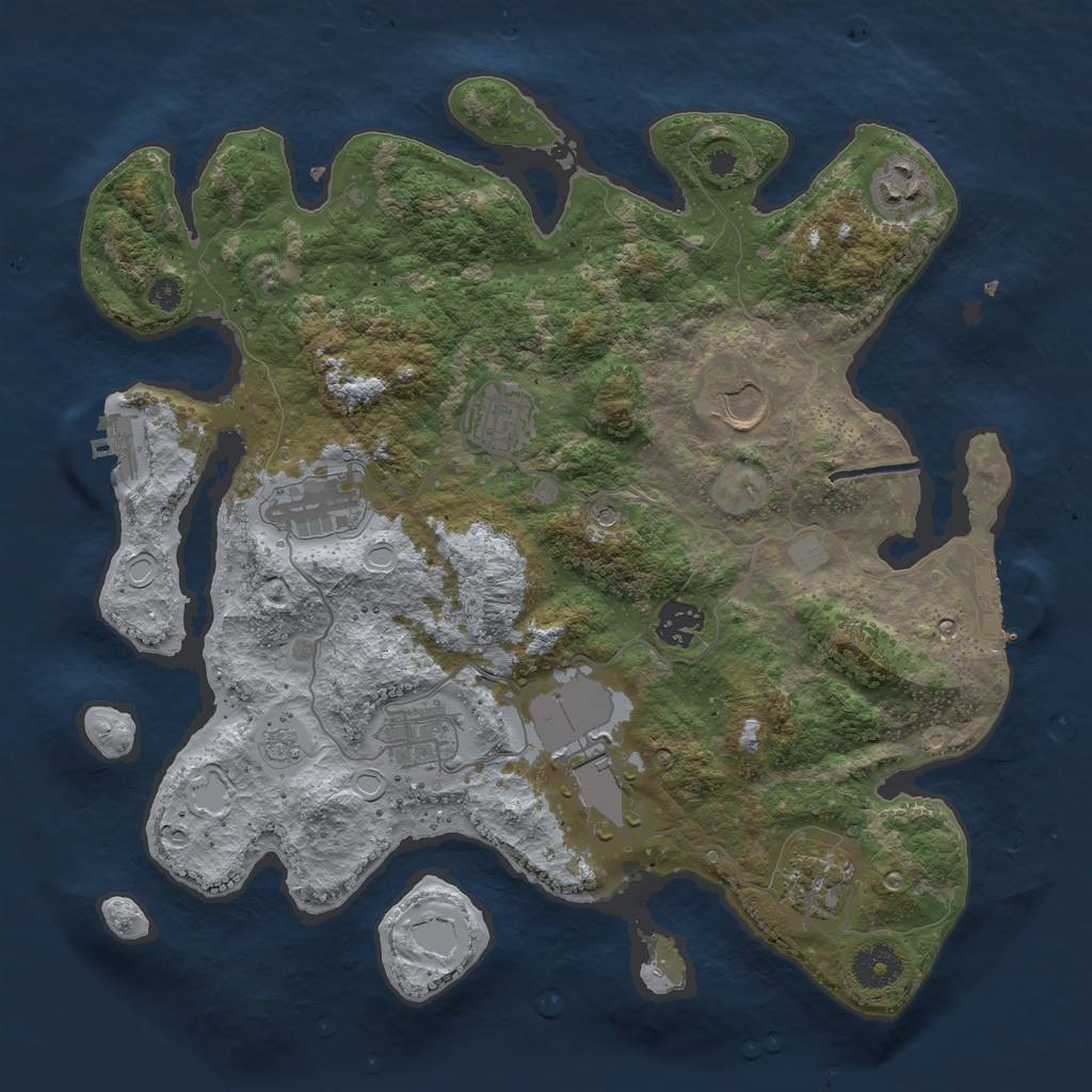 Rust Map: Procedural Map, Size: 3500, Seed: 16689, 17 Monuments