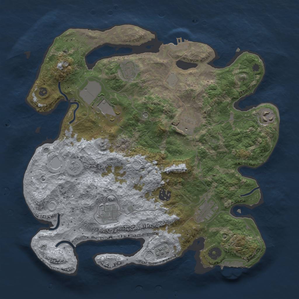 Rust Map: Procedural Map, Size: 3500, Seed: 1340104316, 17 Monuments