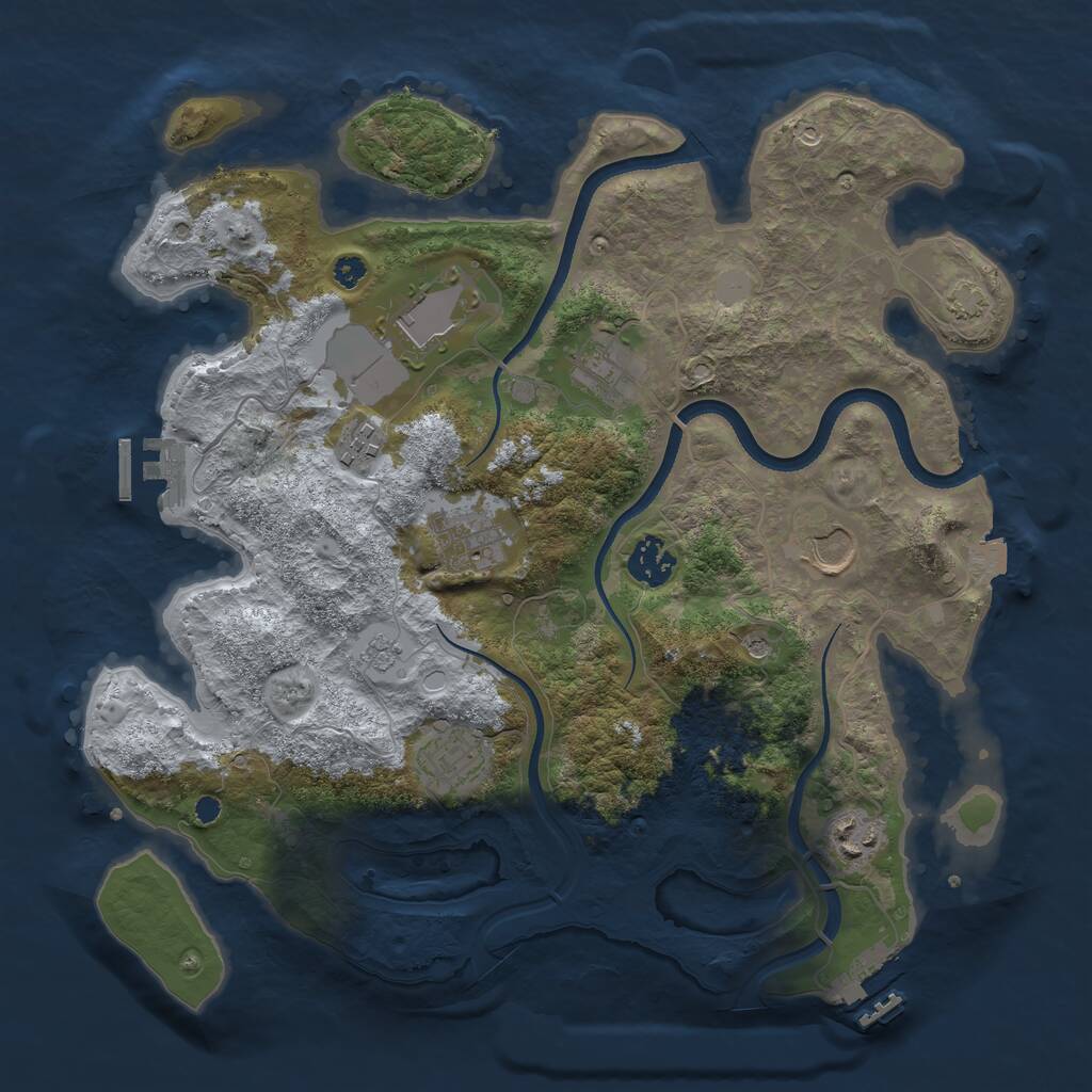 Rust Map: Procedural Map, Size: 3500, Seed: 1754961285, 14 Monuments