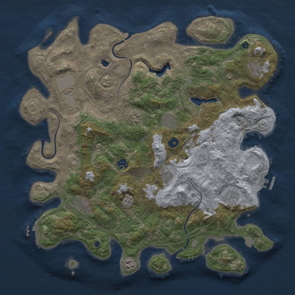 Rust Map: Procedural Map, Size: 4300, Seed: 382989340, 16 Monuments