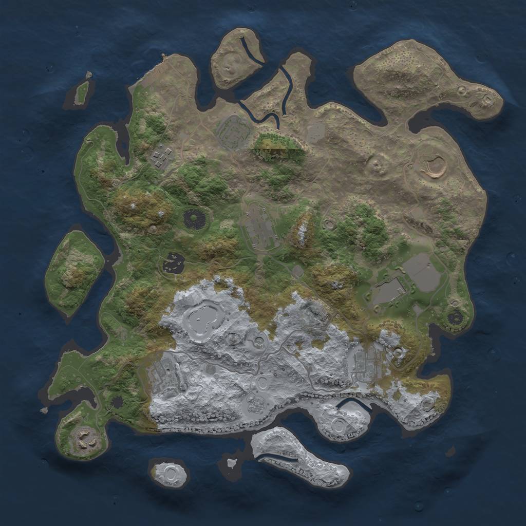 Rust Map: Procedural Map, Size: 3600, Seed: 751, 17 Monuments
