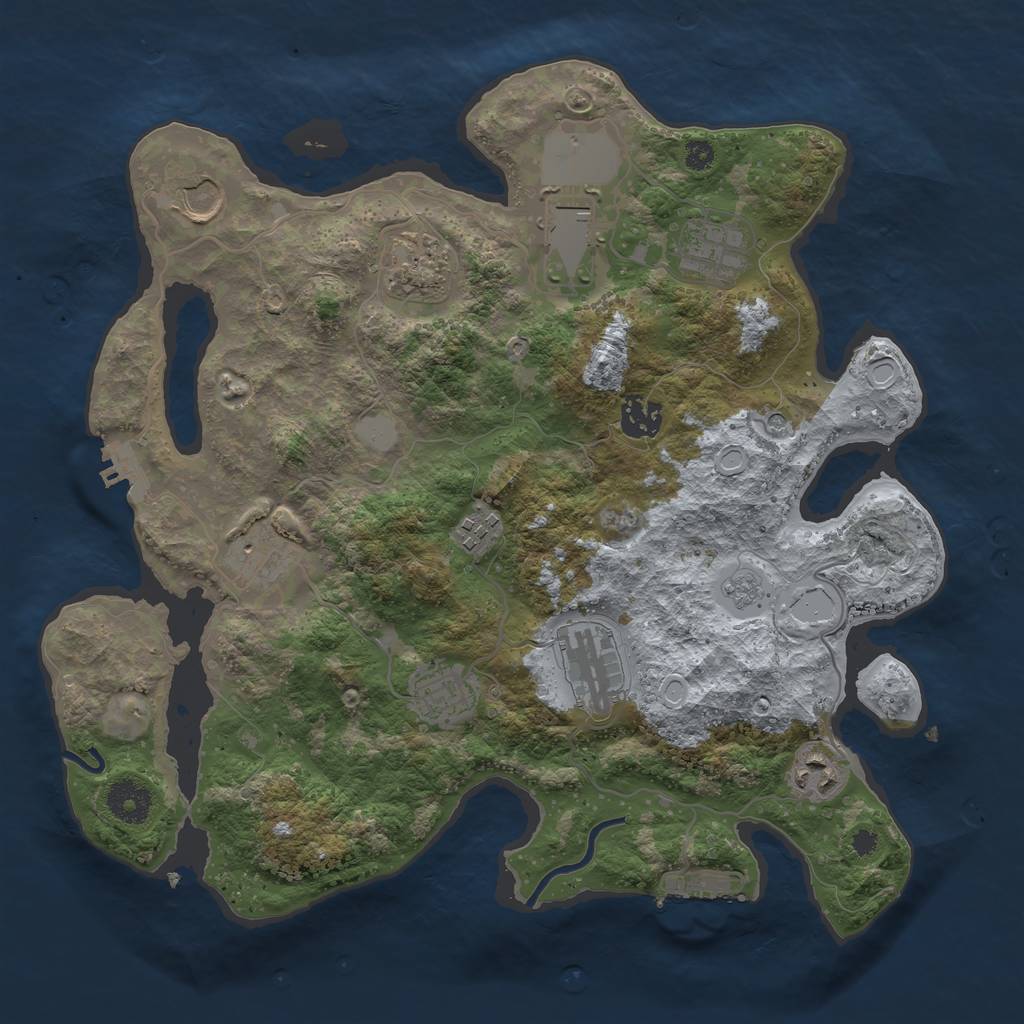 Rust Map: Procedural Map, Size: 3500, Seed: 1347289056, 17 Monuments