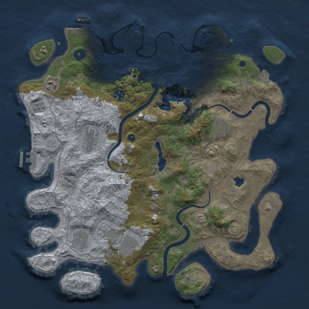Rust Map: Procedural Map, Size: 4000, Seed: 149216520, 14 Monuments