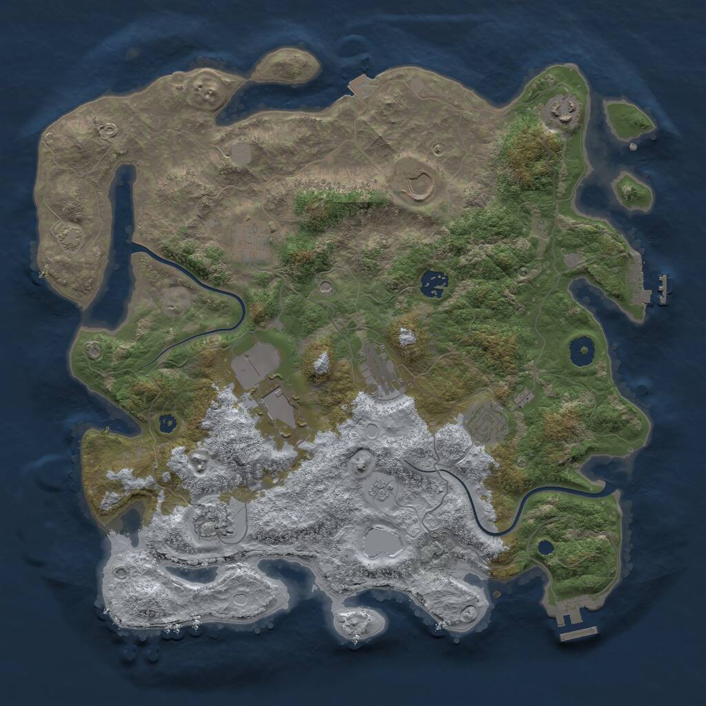 Rust Map: Procedural Map, Size: 3800, Seed: 199372883, 14 Monuments