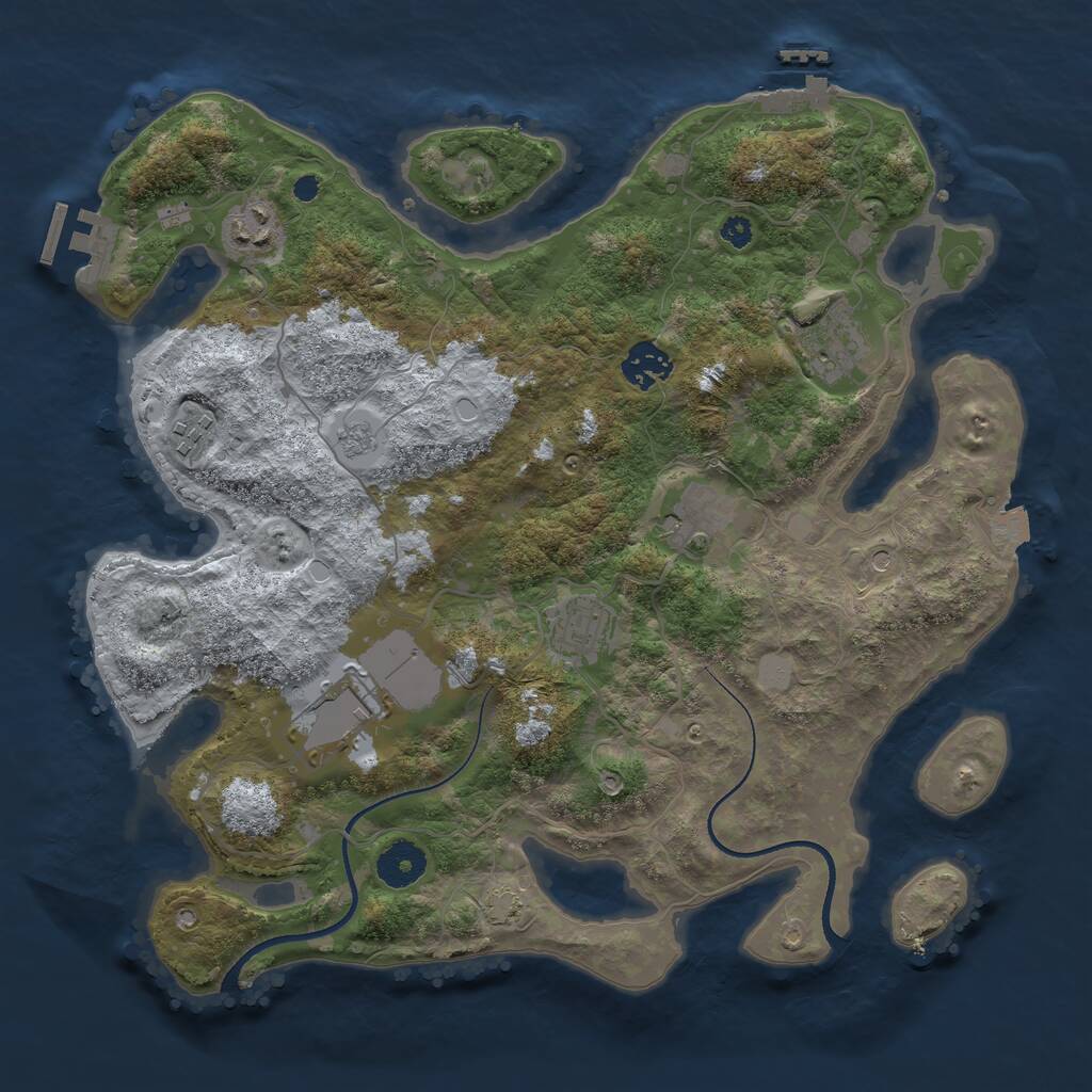 Rust Map: Procedural Map, Size: 3500, Seed: 8838, 13 Monuments