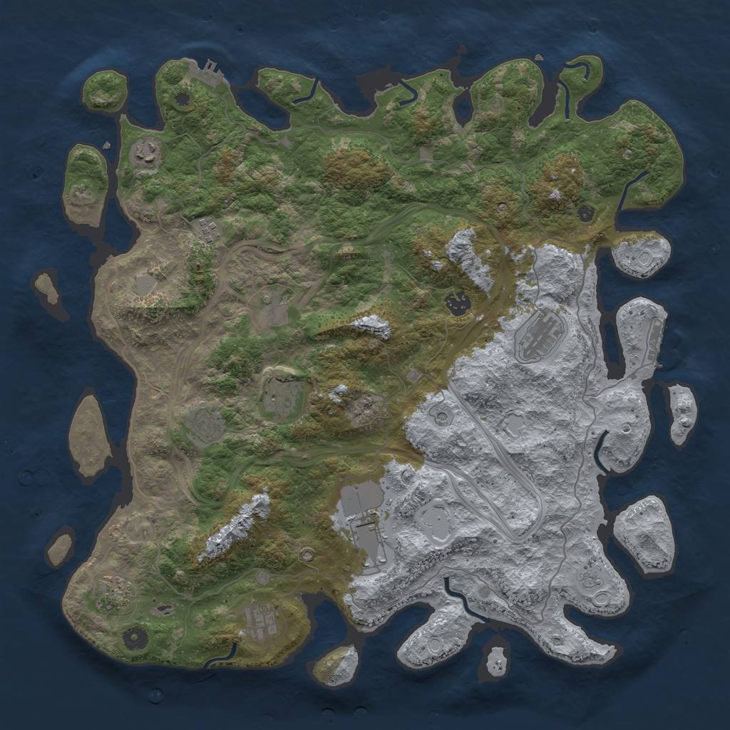 Rust Map: Procedural Map, Size: 4500, Seed: 896230087, 19 Monuments