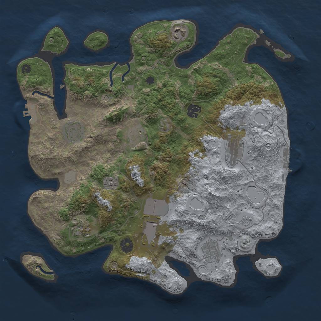 Rust Map: Procedural Map, Size: 3500, Seed: 23786480, 18 Monuments